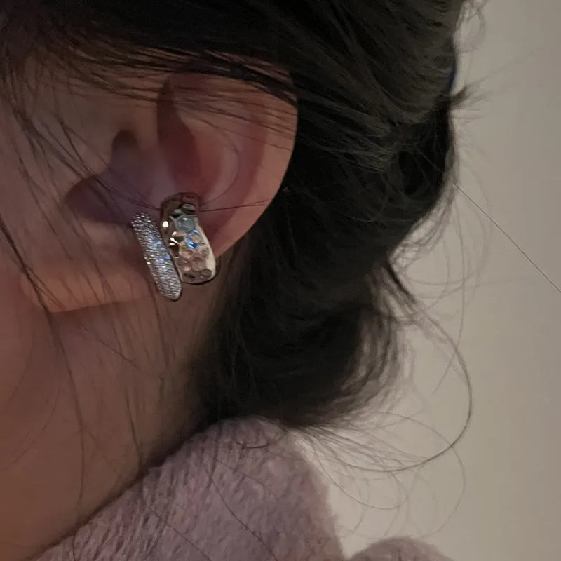 Duet Hammered & Pavé Ear Cuff