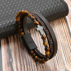 Biker Layered Leather & Bead Bracelet