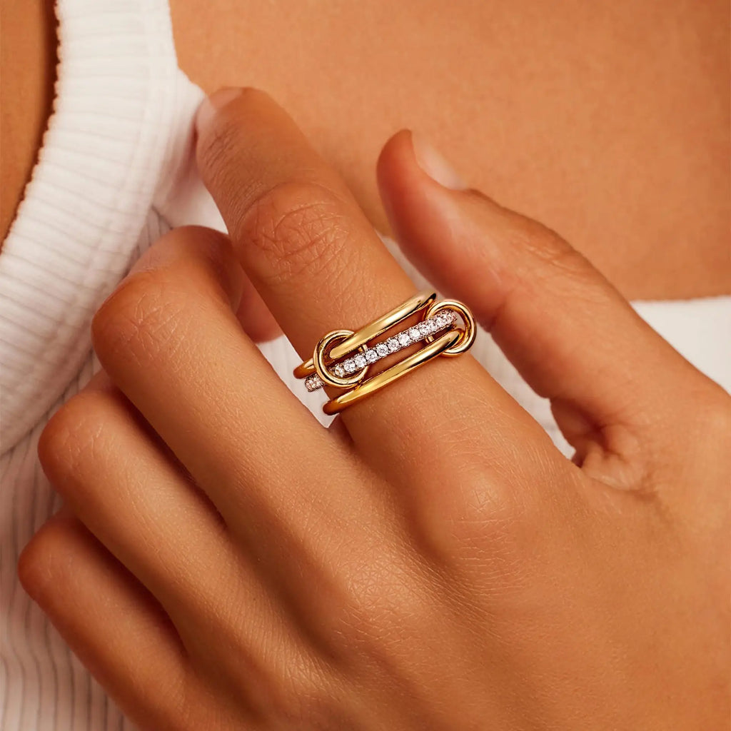 Entwined Two-Tone Crystal Ring