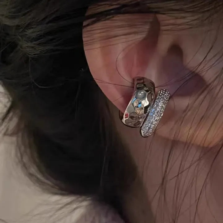 Duet Hammered & Pavé Ear Cuff