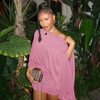 Make An Entrance Cape-Sleeve Mini Dress