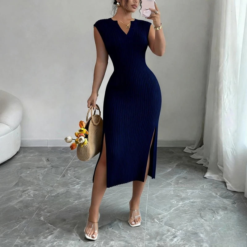 Vestido midi de canalé Mírame Dos Veces