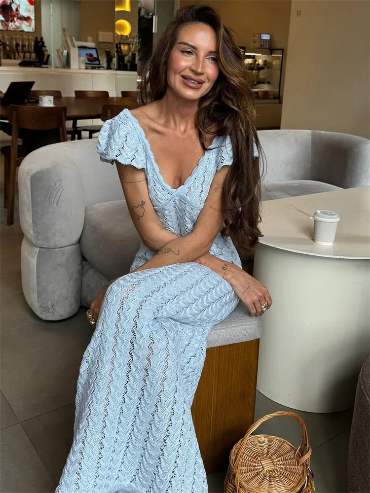 Sun Kissed Open-Knit Maxi Dress