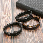 Biker Layered Leather & Bead Bracelet