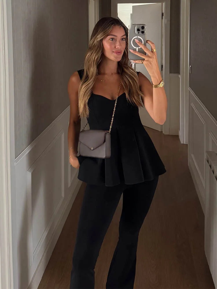Perfect Match Peplum Top & Flared Trouser Set
