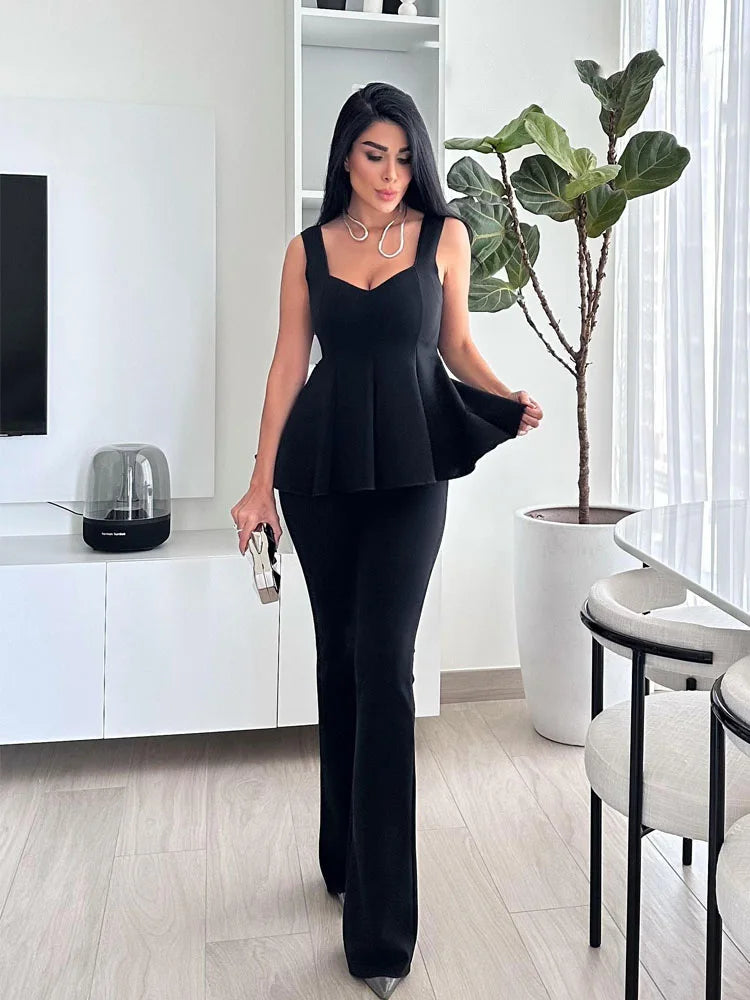 Perfect Match Peplum Top & Flared Trouser Set