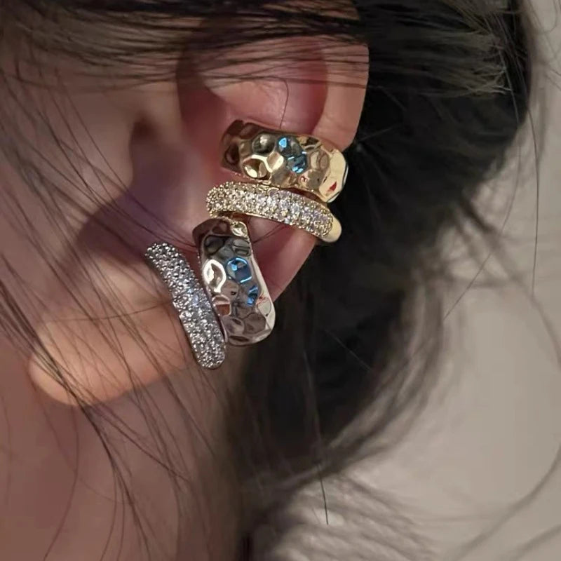 Duet Hammered & Pavé Ear Cuff