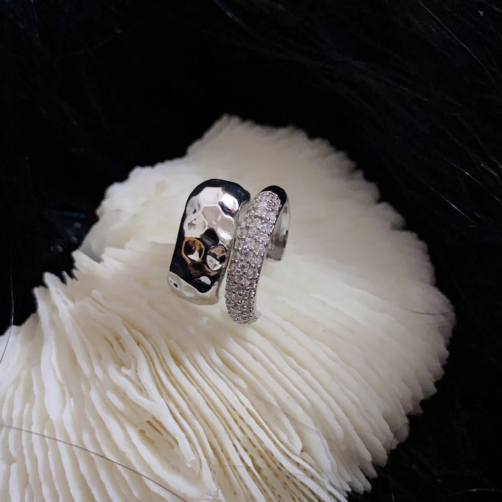 Duet Hammered & Pavé Ear Cuff