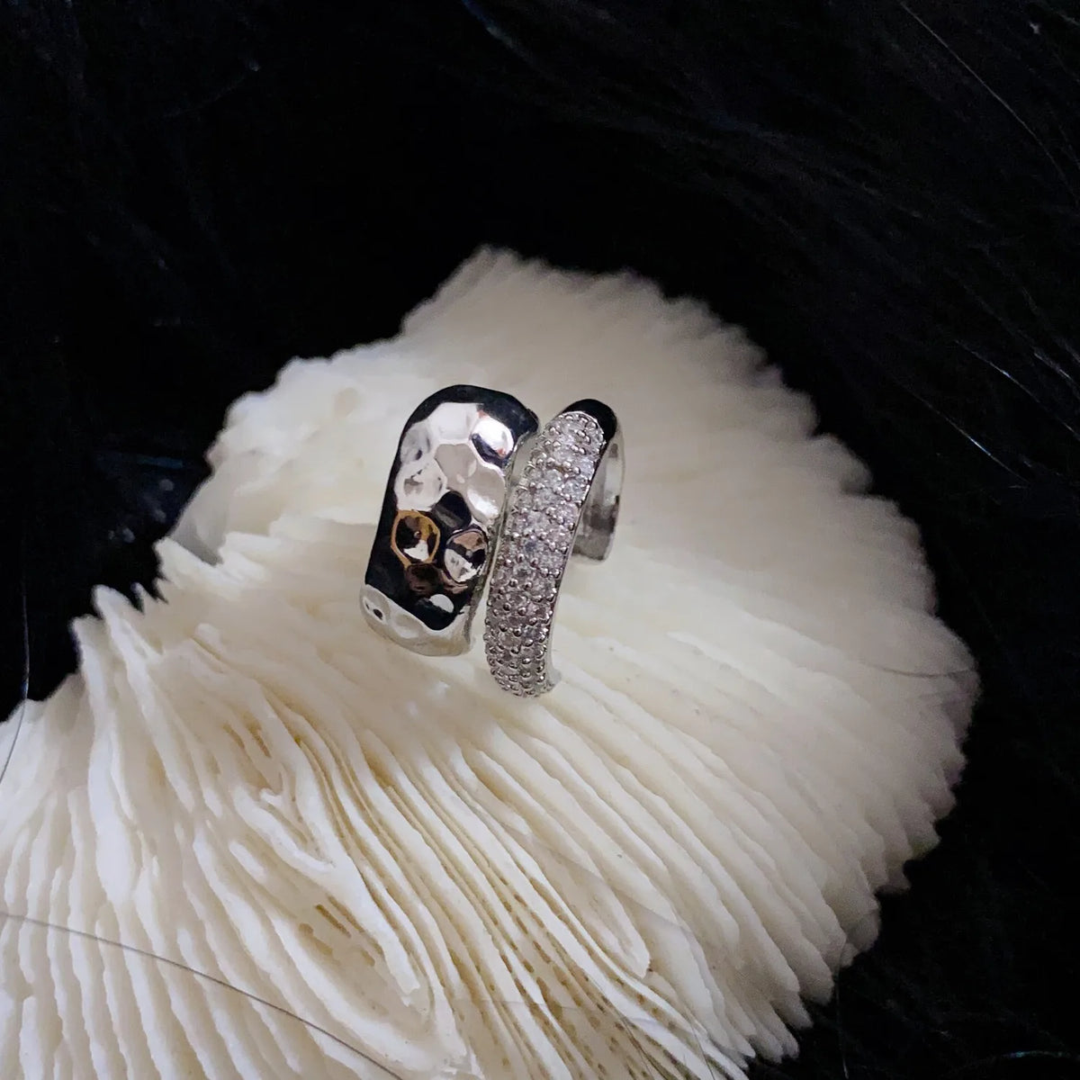 Duet Hammered & Pavé Ear Cuff