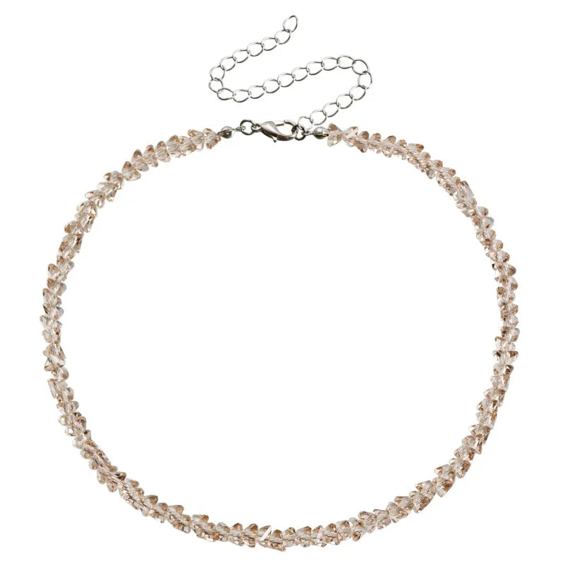 Halo Crystal-Glass Beaded Choker
