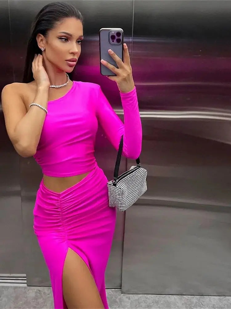 Jaw Drop One-Shoulder Maxi Dress