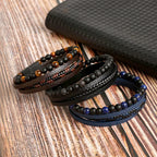 Biker Layered Leather & Bead Bracelet