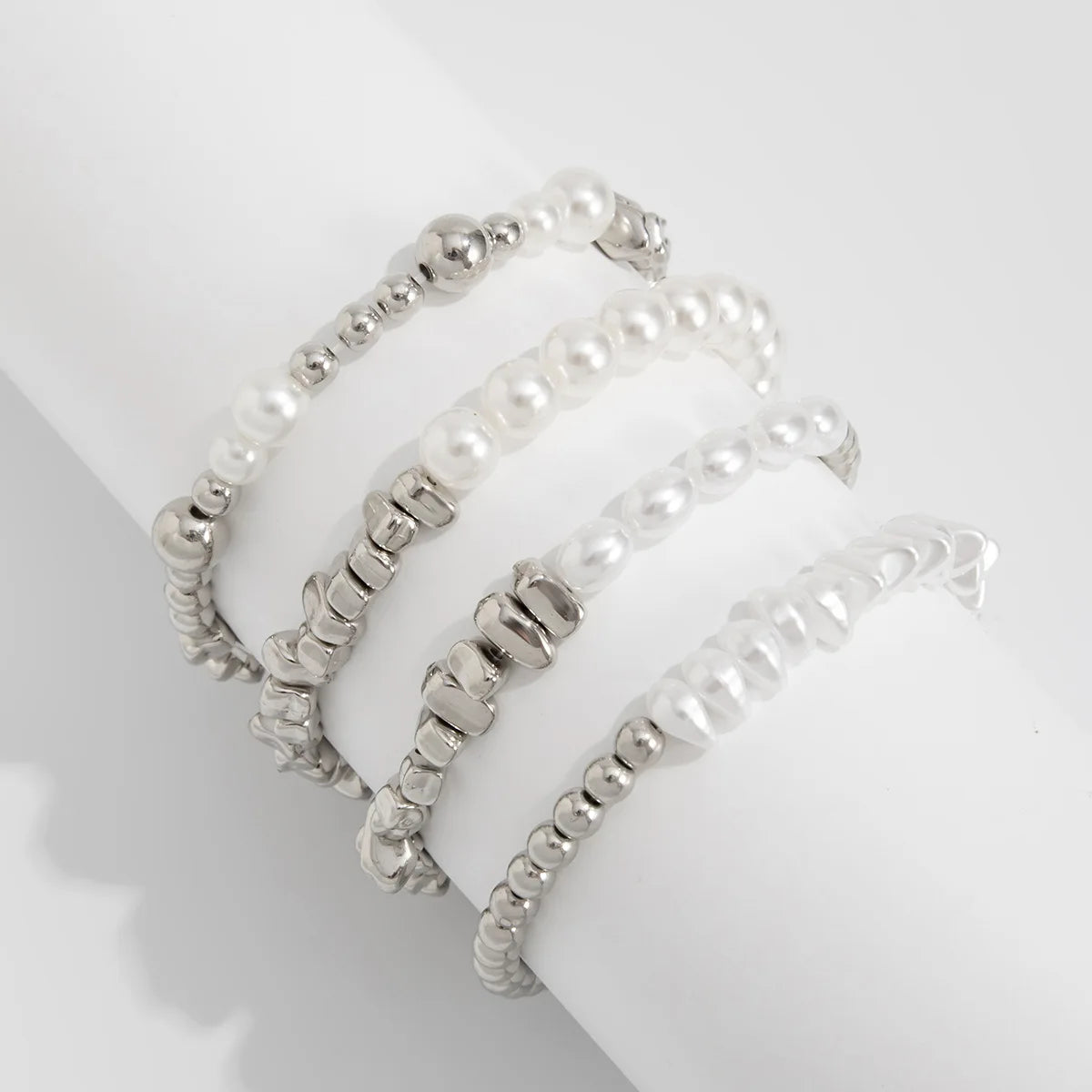 Moonlit Faux-Pearl & Silver-Tone Bracelet Set