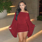 Make An Entrance Cape-Sleeve Mini Dress