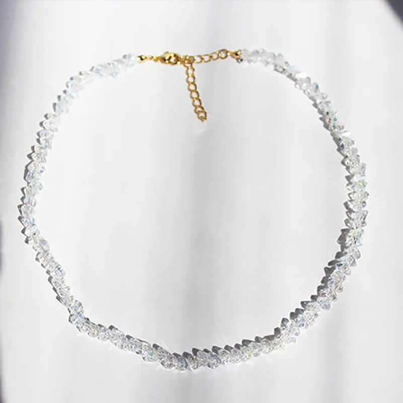 Halo Crystal-Glass Beaded Choker