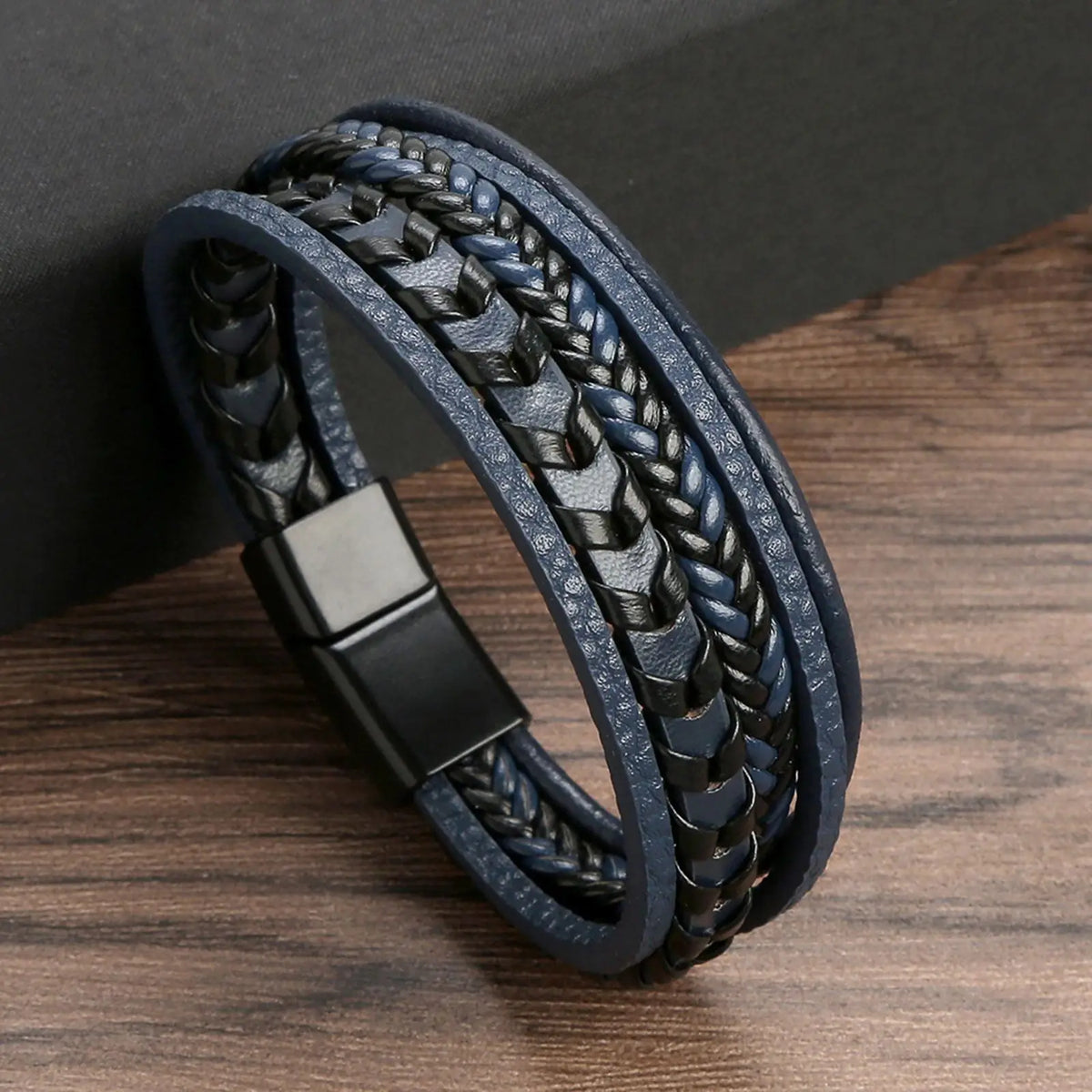 Biker Layered Leather & Bead Bracelet
