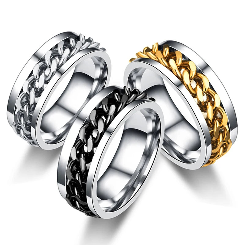 Edge Chain Spinner Ring