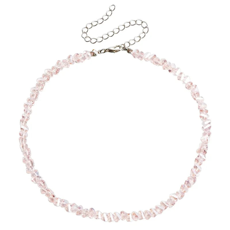 Halo Crystal-Glass Beaded Choker