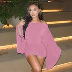 Make An Entrance Cape-Sleeve Mini Dress