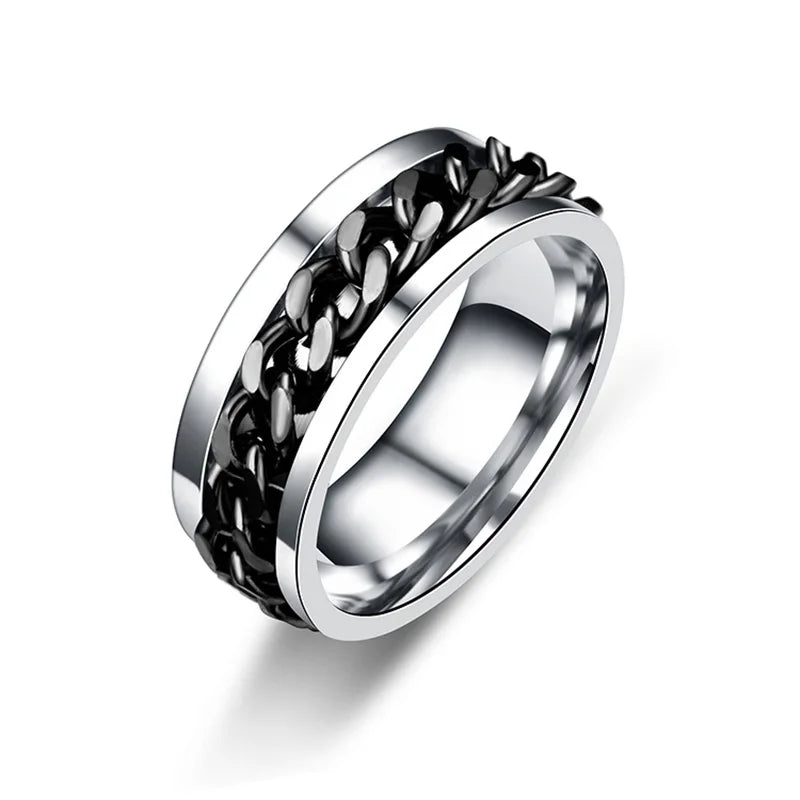 Edge Chain Spinner Ring