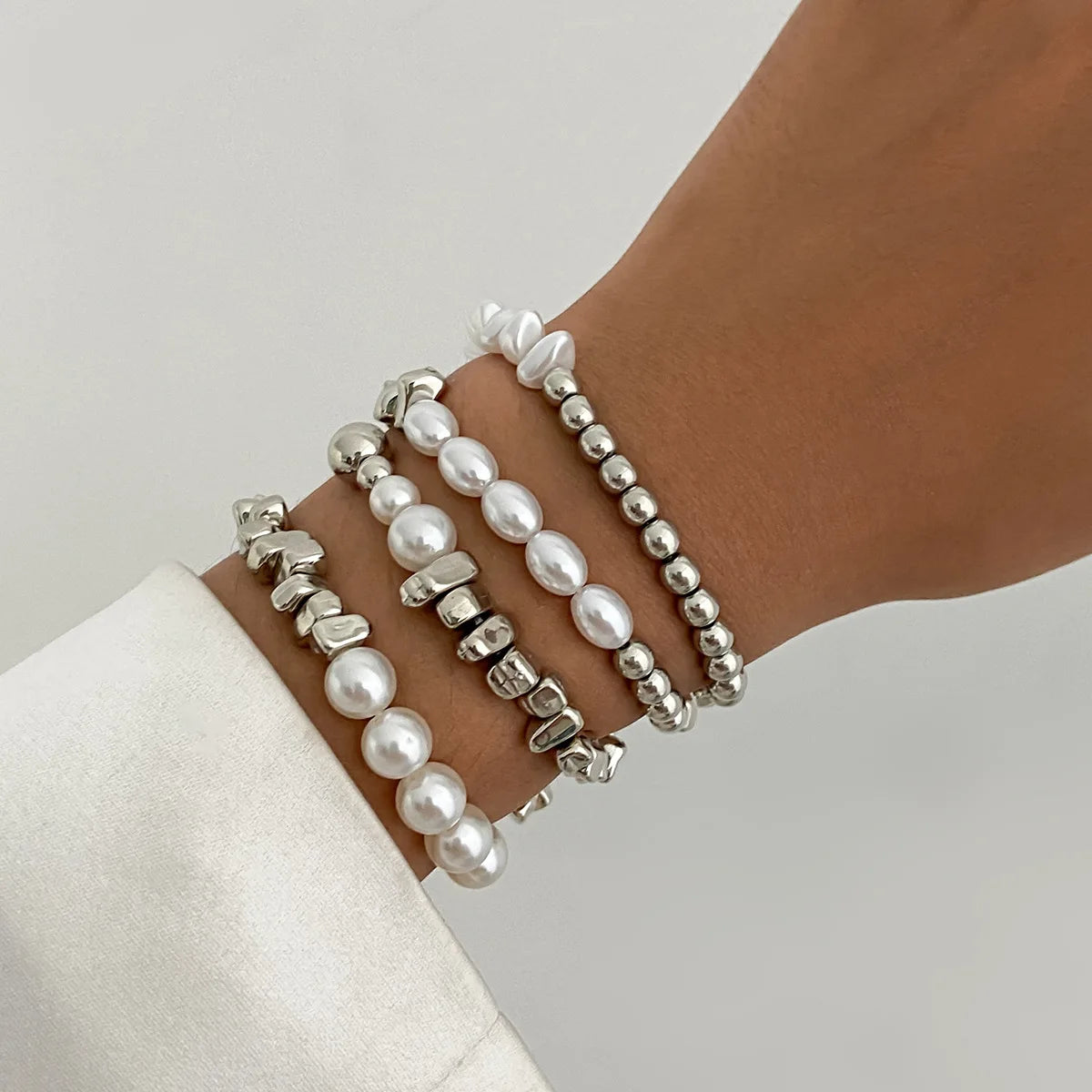 Moonlit Faux-Pearl & Silver-Tone Bracelet Set