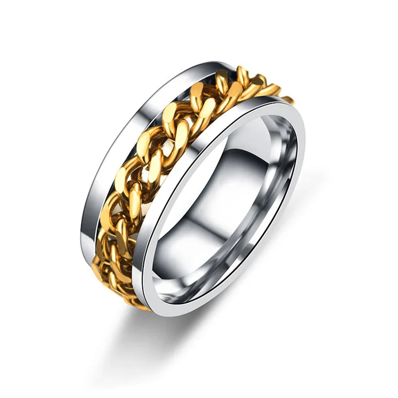 Edge Chain Spinner Ring