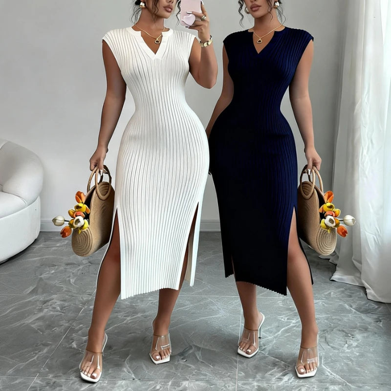 Vestido midi de canalé Mírame Dos Veces
