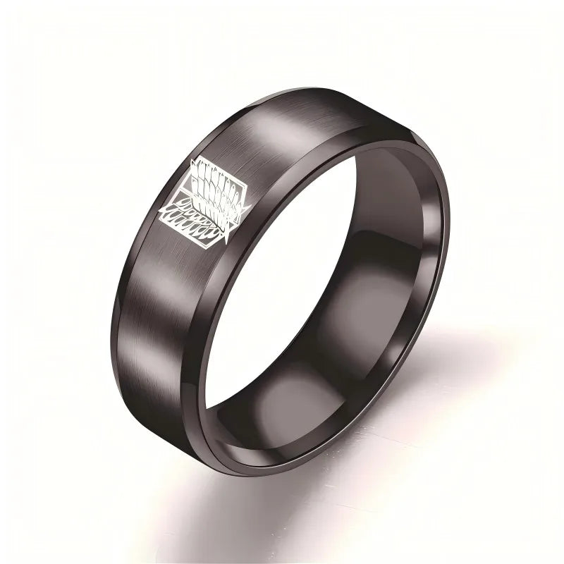 Midnight Wings Engraved Band Ring
