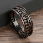 Biker Layered Leather & Bead Bracelet