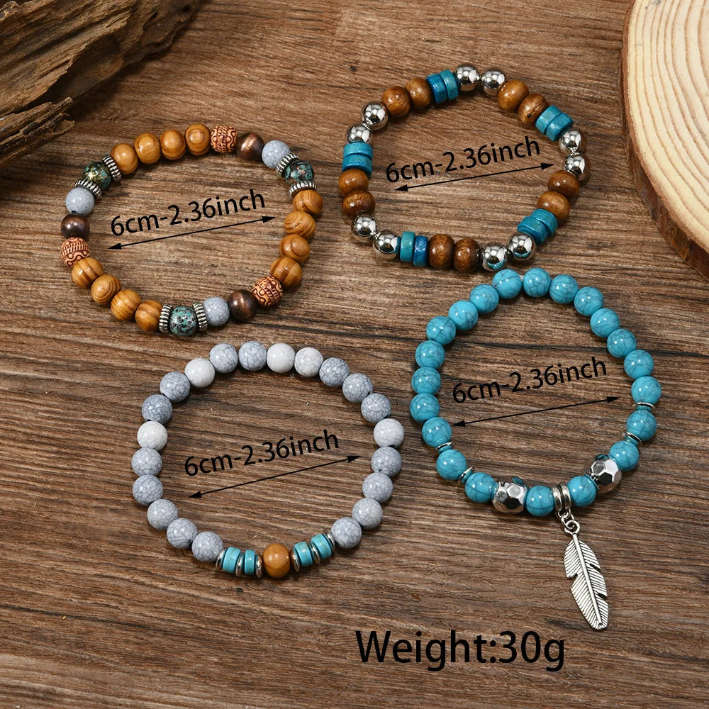 Nomad Turquoise-Tone Beaded Bracelet Stack