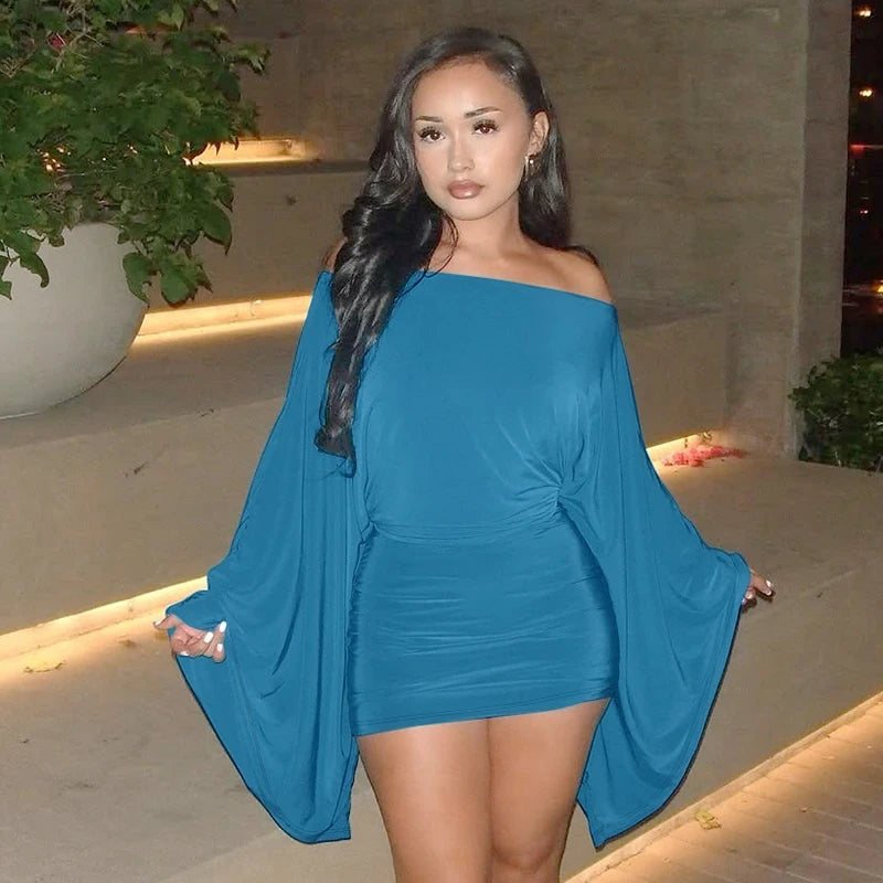 Make An Entrance Cape-Sleeve Mini Dress