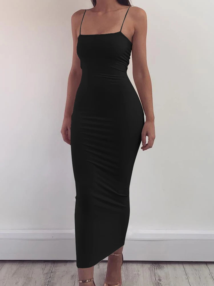 Vestido de tirantes con escote cuadrado A las Seis