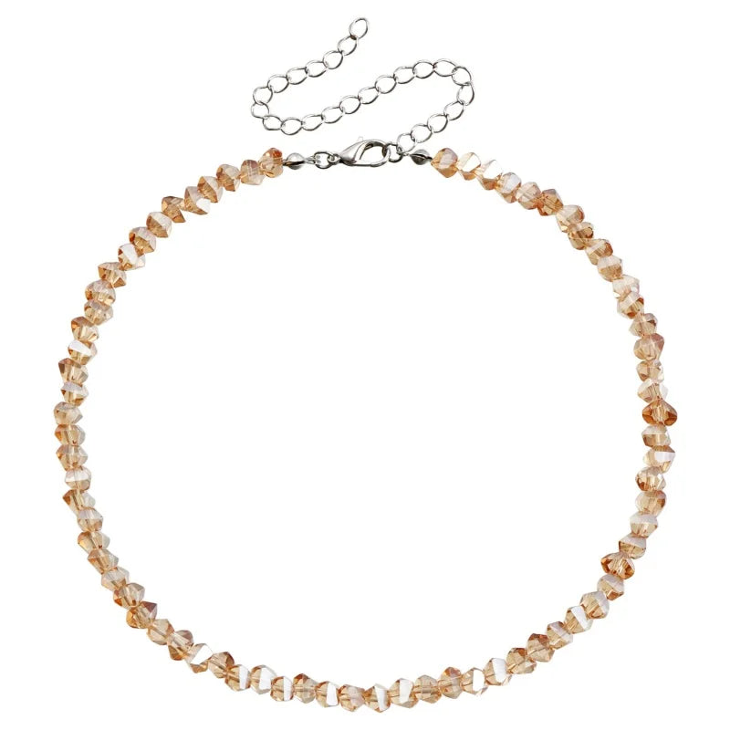 Halo Crystal-Glass Beaded Choker