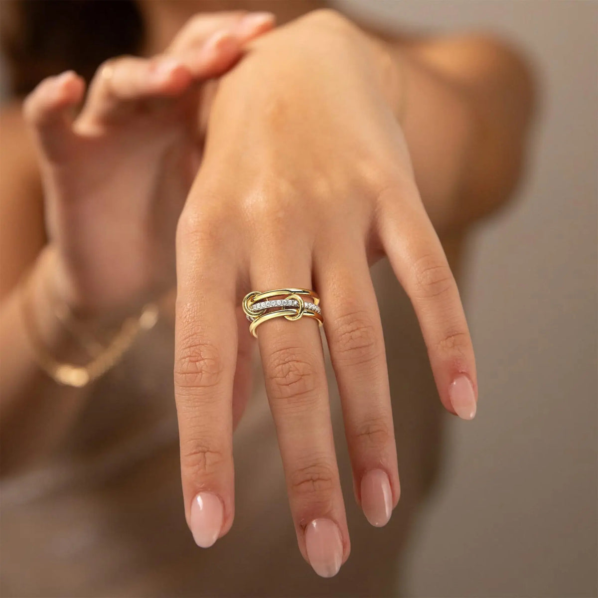 Entwined Two-Tone Crystal Ring