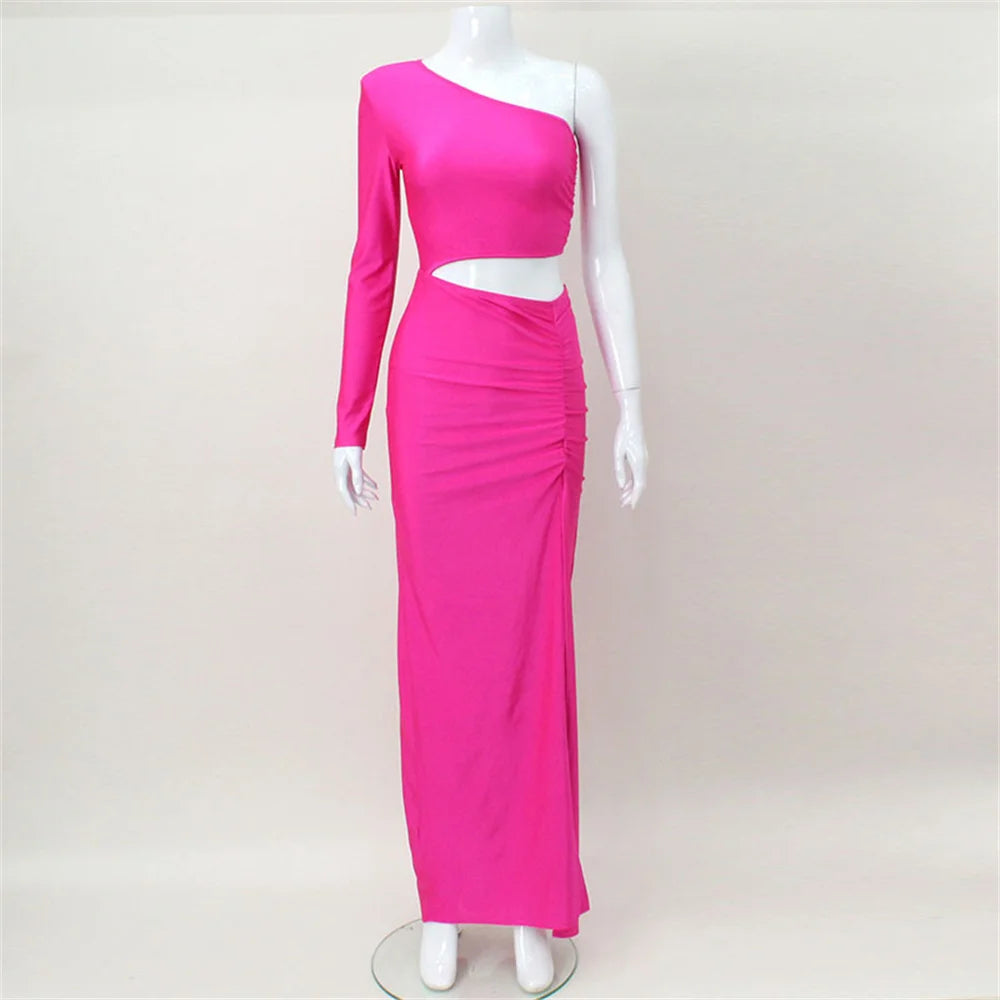 Jaw Drop One-Shoulder Maxi Dress