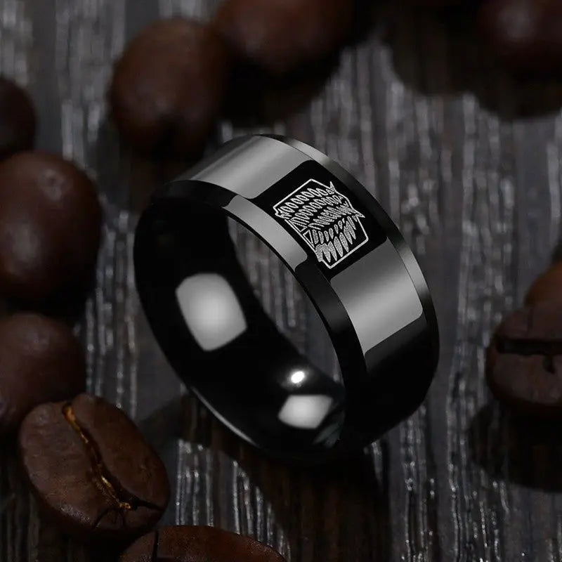 Midnight Wings Engraved Band Ring