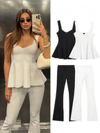 Perfect Match Peplum Top & Flared Trouser Set
