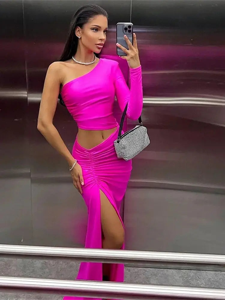 Jaw Drop One-Shoulder Maxi Dress