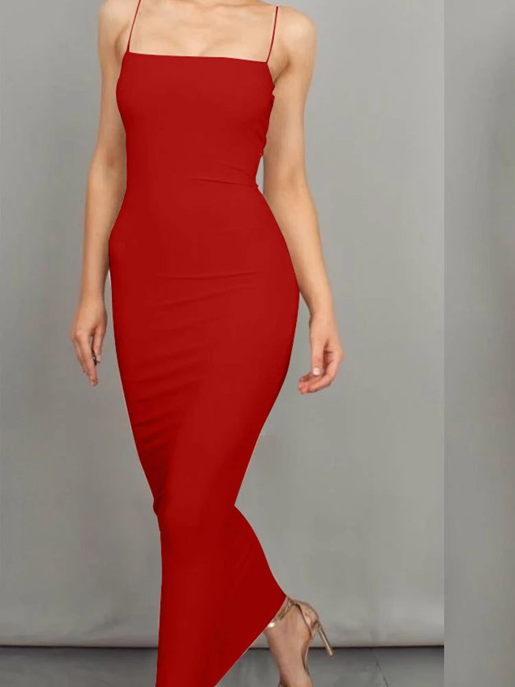 Vestido de tirantes con escote cuadrado A las Seis