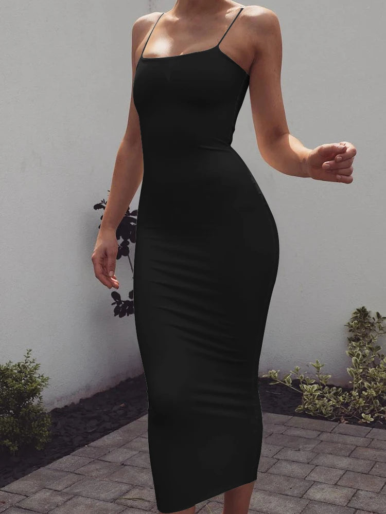 Vestido de tirantes con escote cuadrado A las Seis