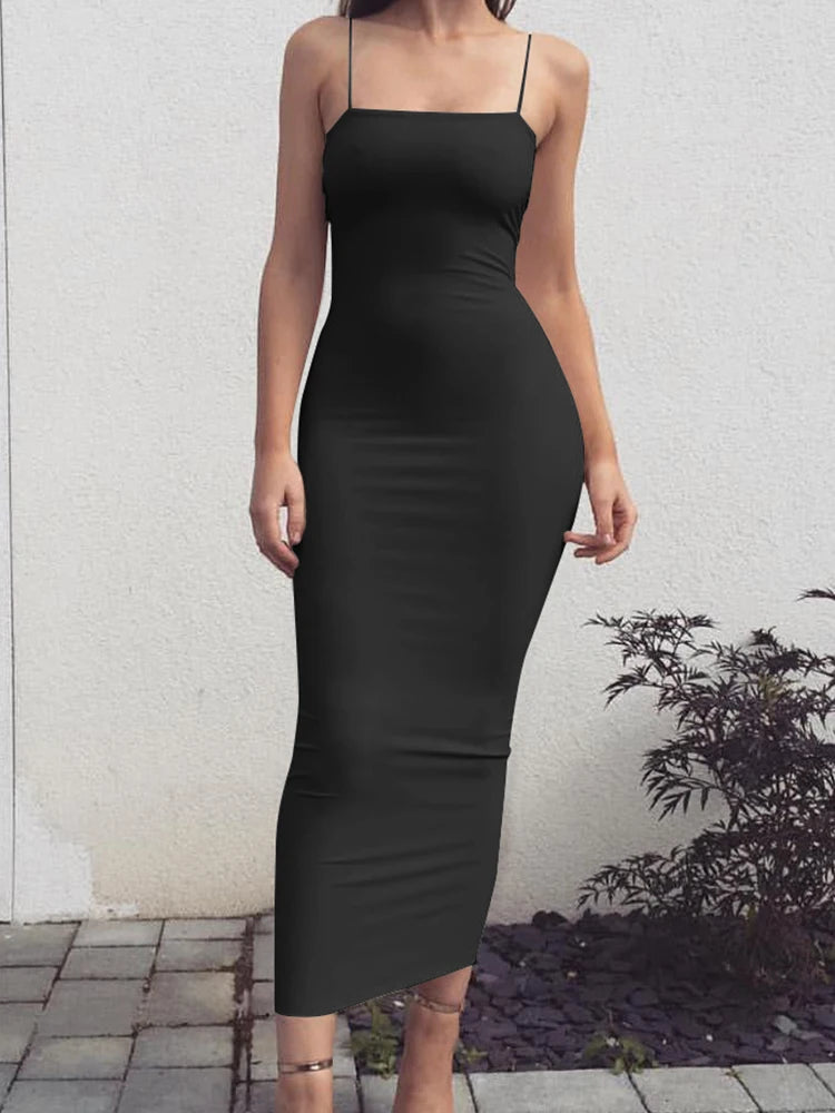 Vestido de tirantes con escote cuadrado A las Seis
