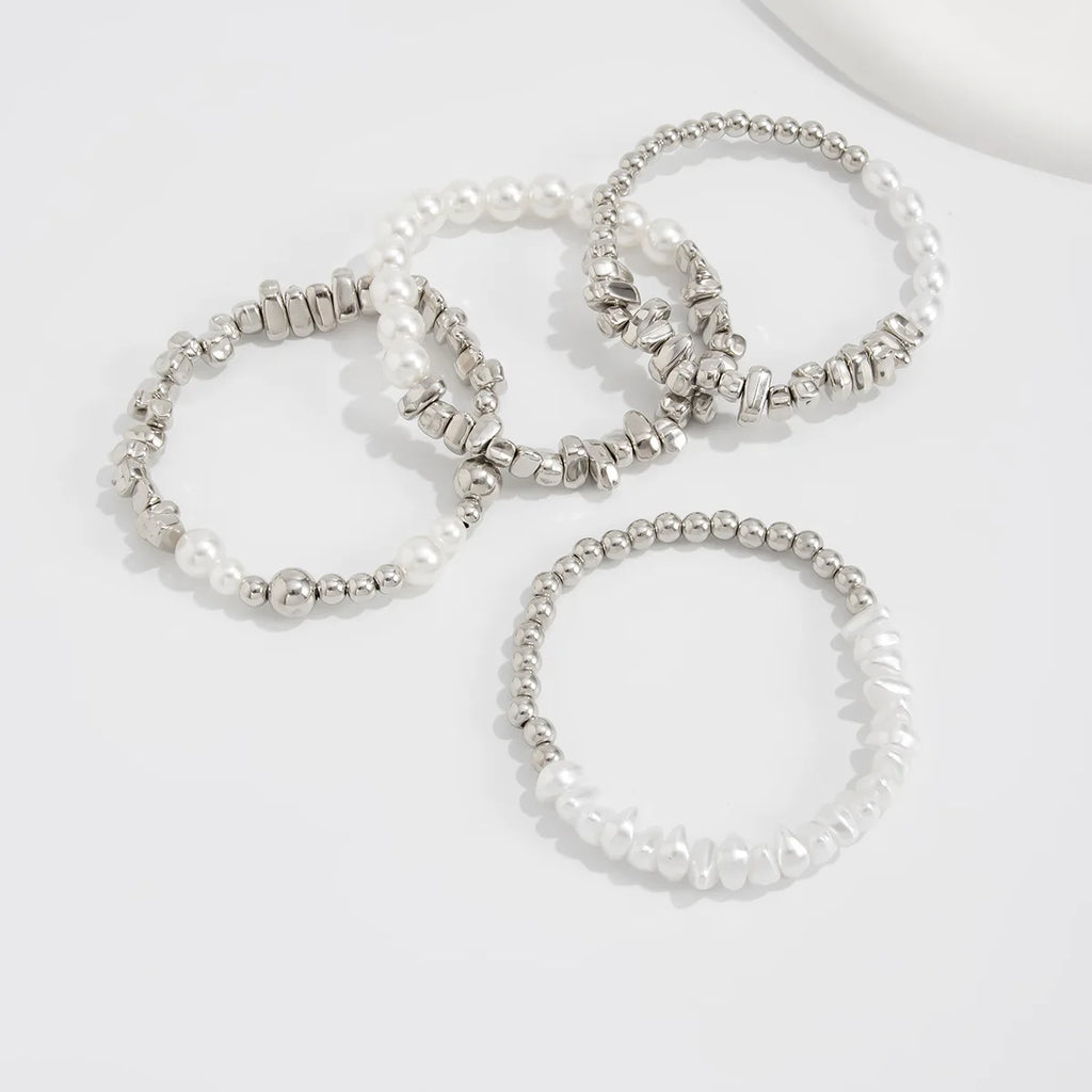 Set de pulseras de perlas sintéticas Luz de Luna