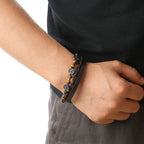 Biker Layered Leather & Bead Bracelet