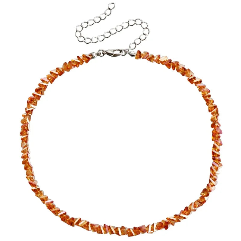 Halo Crystal-Glass Beaded Choker