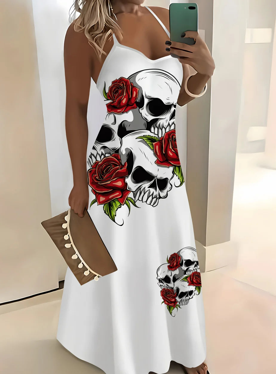 Dark Romance Skull & Rose Slip Dress