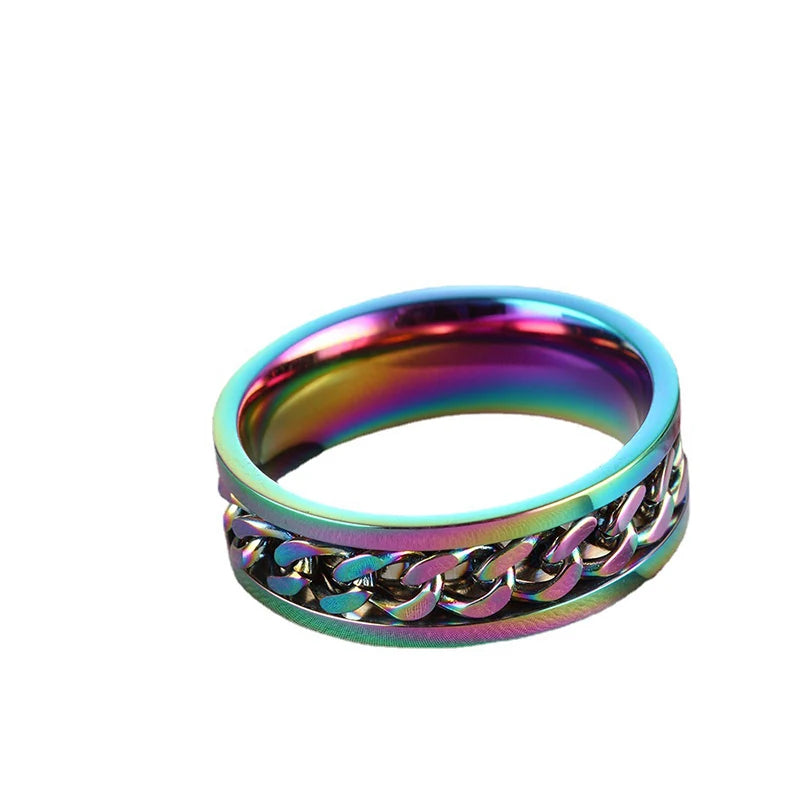 Edge Chain Spinner Ring