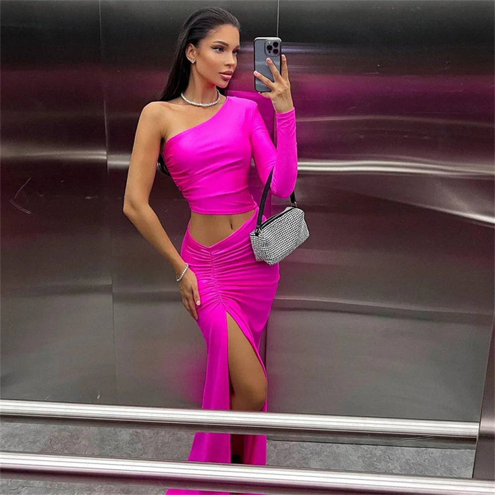 Jaw Drop One-Shoulder Maxi Dress