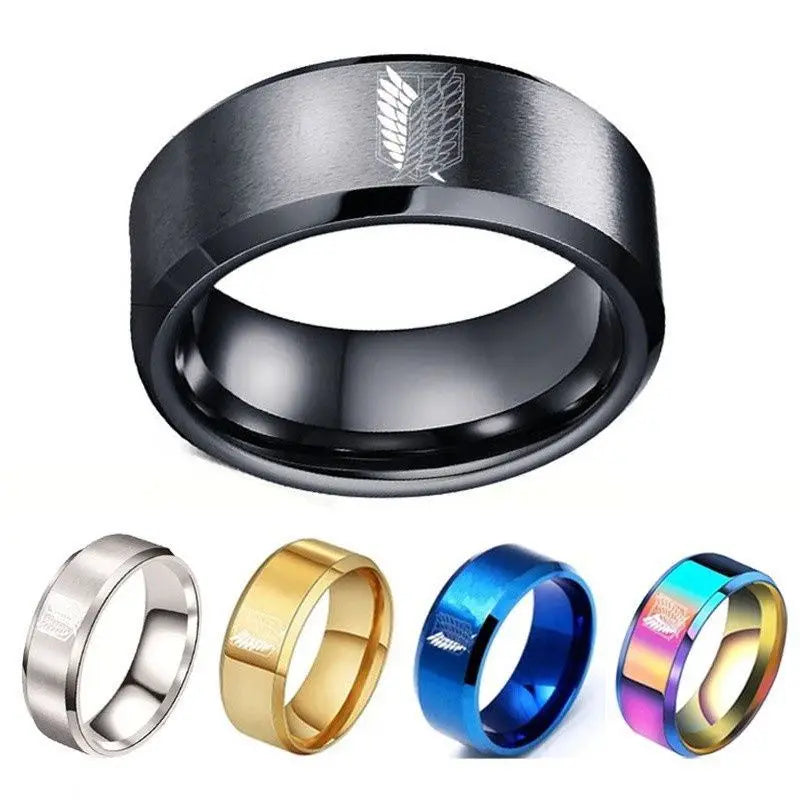 Midnight Wings Engraved Band Ring