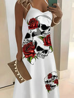 Dark Romance Skull & Rose Slip Dress