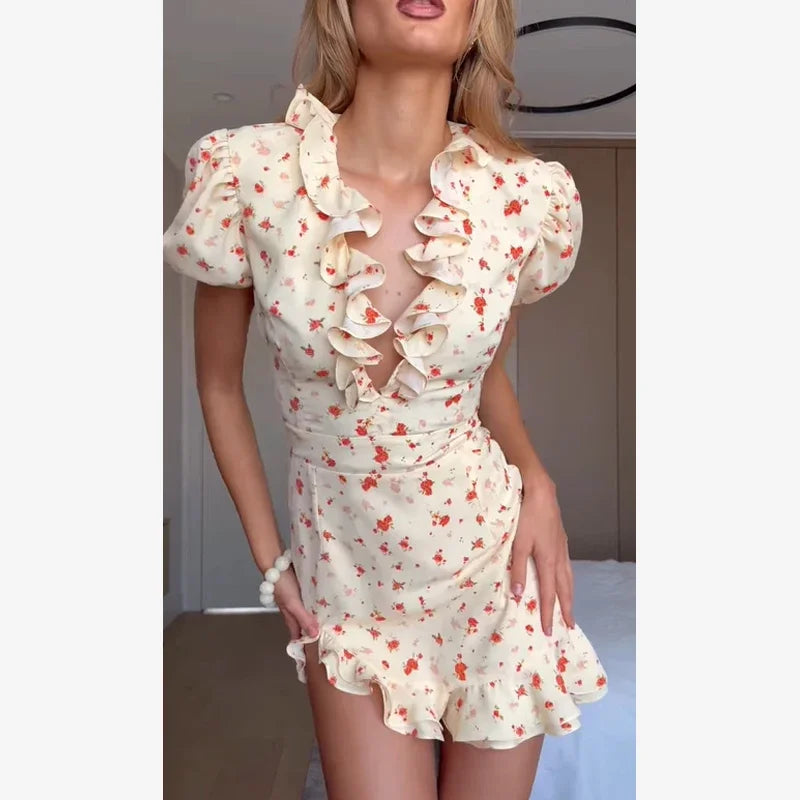 Lemon Kiss Ruffle Mini Dress